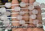 FGBS100 15 inches 10mm carved skull rose quartz beads wholesale