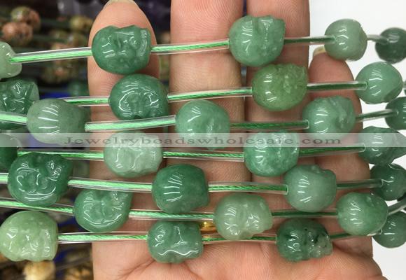 FGBS105 15 inches 10mm carved skull green aventurine beads wholesale