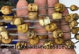 FGBS106 15 inches 10mm carved skull picture jasper beads wholesale