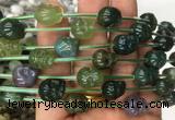 FGBS108 15 inches 10mm carved skull moss agate beads wholesale