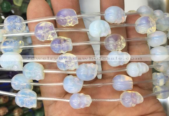 FGBS113 15 inches 10mm carved skull opalite beads wholesale