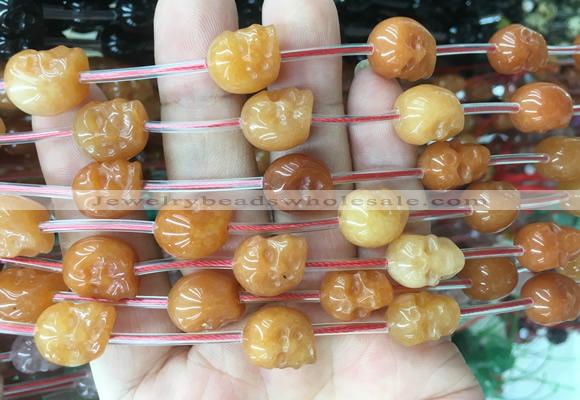 FGBS122 15 inches 12mm carved skull red aventurine beads wholesale