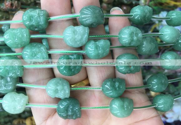 FGBS123 15 inches 12mm carved skull green aventurine beads wholesale