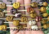 FGBS125 15 inches 12mm carved skull mookaite beads wholesale