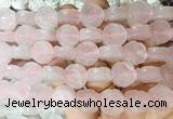 FGBS139 15 inches 14mm carved rose flower rose quartz beads