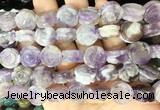 FGBS140 15 inches 14mm carved rose flower amethyst beads