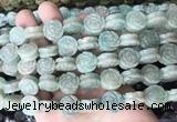 FGBS149 15 inches 14mm carved rose flower amazonite beads