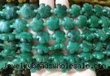 FGBS163 15 inches 15mm carved five petal flower green aventurine beads wholesale