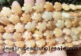 FGBS168 15 inches 15mm carved five petal flower pink aventurine beads wholesale