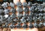 FGBS179 15 inches 15mm carved five petal flower black labradorite beads wholesale