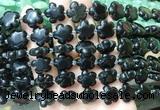 FGBS180 15 inches 15mm carved five petal flower black obsidian beads wholesale