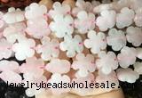 FGBS195 15 inches 20mm carved 5 petal flower rose quartz beads wholesale