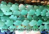 FGBS196 15 inches 20mm carved 5 petal flower green aventurine beads wholesale