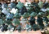 FGBS203 15 inches 20mm carved 5 petal flower moss agate beads wholesale