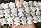 FGBS213 15 inches 20mm carved 5 petal flower white howlite beads wholesale