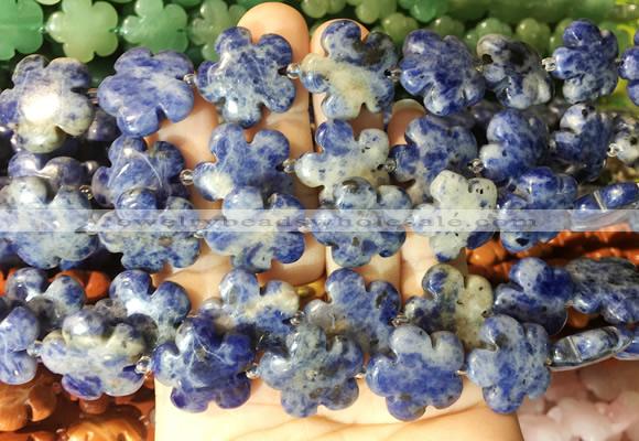 FGBS214 15 inches 20mm carved 5 petal flower sodalite beads wholesale