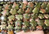 FGBS215 15 inches 20mm carved 5 petal flower unakite beads wholesale