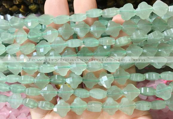 FGBS221 15 inches 10mm faceted four leaf clover green aventurine beads wholesale