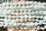 FGBS223 15 inches 10mm faceted four leaf clover white jade beads wholesale