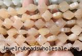 FGBS244 15 inches 13mm faceted 4 leaf clover pink aventurine beads wholesale