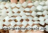 FGBS246 15 inches 13mm faceted 4 leaf clover white jade beads wholesale