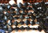 FGBS249 15 inches 13mm faceted 4 leaf clover black obsidian beads wholesale