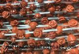 FGBS25 15 inches 8mm, 10mm, 12mm carved rose flower red jasper beads