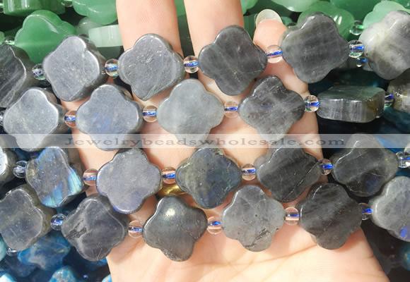 FGBS275 15 inches 18mm four leaf clover labradorite beads wholesale