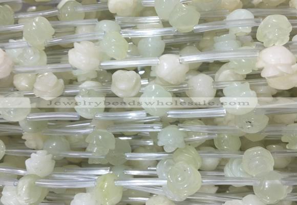 FGBS36 15 inches 8mm, 10mm, 12mm carved rose flower new jade beads