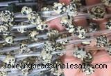 FGBS41 15 inches 10mm carved rose flower dalmatian jasper beads wholesale