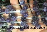 FGBS49 15 inches 10mm carved rose flower lepidolite beads wholesale