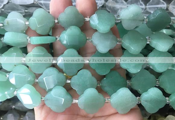 FGBS66 15 inches 16mm - 18mm faceted Four leaf clover green aventurine beads