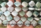 FGBS67 15 inches 16mm - 18mm faceted Four leaf clover chrysocolla beads