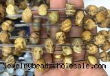 FGBS78 15 inches 10mm carved skull picture jasper beads wholesale