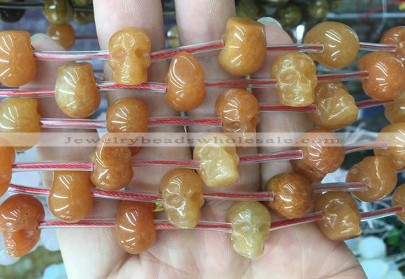 FGBS90 15 inches 12mm carved skull red aventurine beads wholesale