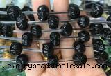 FGBS93 15 inches 12mm carved skull black obsidian beads wholesale