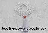 GMN1000 Hand-knotted 8mm, 10mm matte tibetan agate 108 beads mala necklaces with tassel