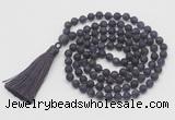 GMN1028 Hand-knotted 8mm, 10mm matte amethyst 108 beads mala necklaces with tassel