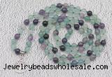 GMN1120 Hand-knotted 8mm, 10mm fluorite 108 beads mala necklaces with charm