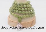 GMN1123 Hand-knotted 8mm, 10mm China jade 108 beads mala necklaces with charm