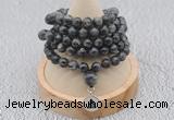 GMN1136 Hand-knotted 8mm, 10mm black labradorite 108 beads mala necklaces with charm