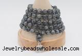 GMN1137 Hand-knotted 8mm, 10mm black labradorite 108 beads mala necklaces with charm