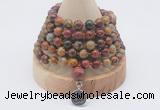 GMN1158 Hand-knotted 8mm, 10mm picasso jasper 108 beads mala necklaces with charm