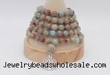 GMN1166 Hand-knotted 8mm, 10mm serpentine jasper 108 beads mala necklaces with charm