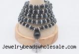 GMN1173 Hand-knotted 8mm, 10mm tibetan agate 108 beads mala necklaces with charm