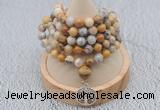 GMN1184 Hand-knotted 8mm, 10mm yellow crazy agate 108 beads mala necklaces with charm