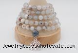 GMN1188 Hand-knotted 8mm, 10mm montana agate 108 beads mala necklaces with charm