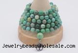 GMN1210 Hand-knotted 8mm, 10mm grass agate 108 beads mala necklaces with charm