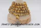 GMN1220 Hand-knotted 8mm, 10mm golden tiger eye 108 beads mala necklaces with charm