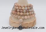 GMN1252 Hand-knotted 8mm, 10mm sunstone 108 beads mala necklaces with charm